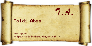 Toldi Absa névjegykártya